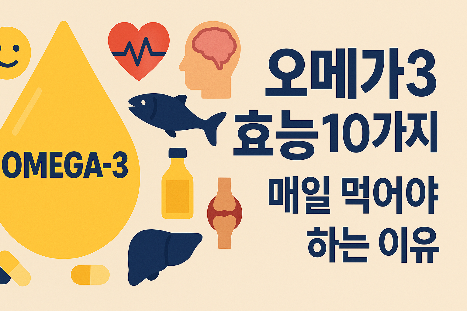 오메가3 효능 10가지, 매일 먹어야 하는 이유 설명하는 썸네일 이미지