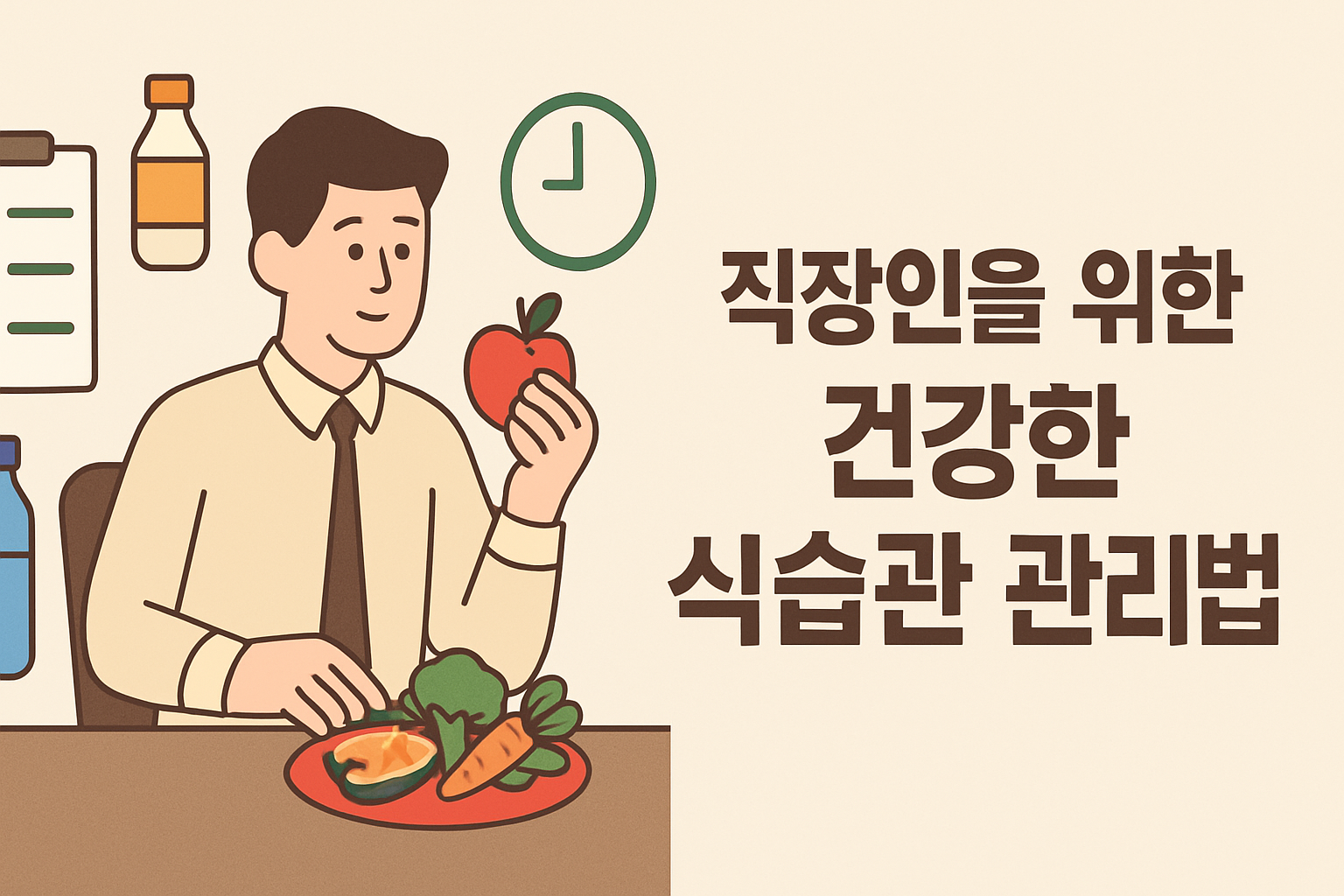 직장인을 위한 건강한 식습관 관리법 설명하는 썸네일 이미지