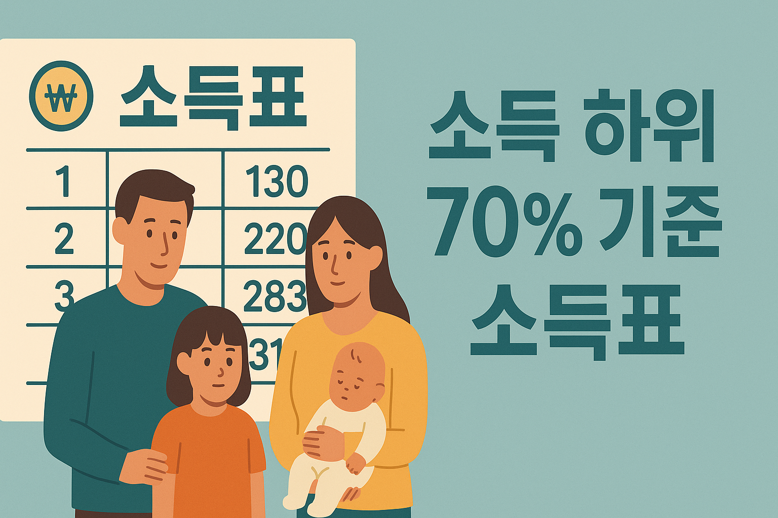 2025년 소득 하위 70% 기준 소득표 총정리 설명하는 썸네일 이미지