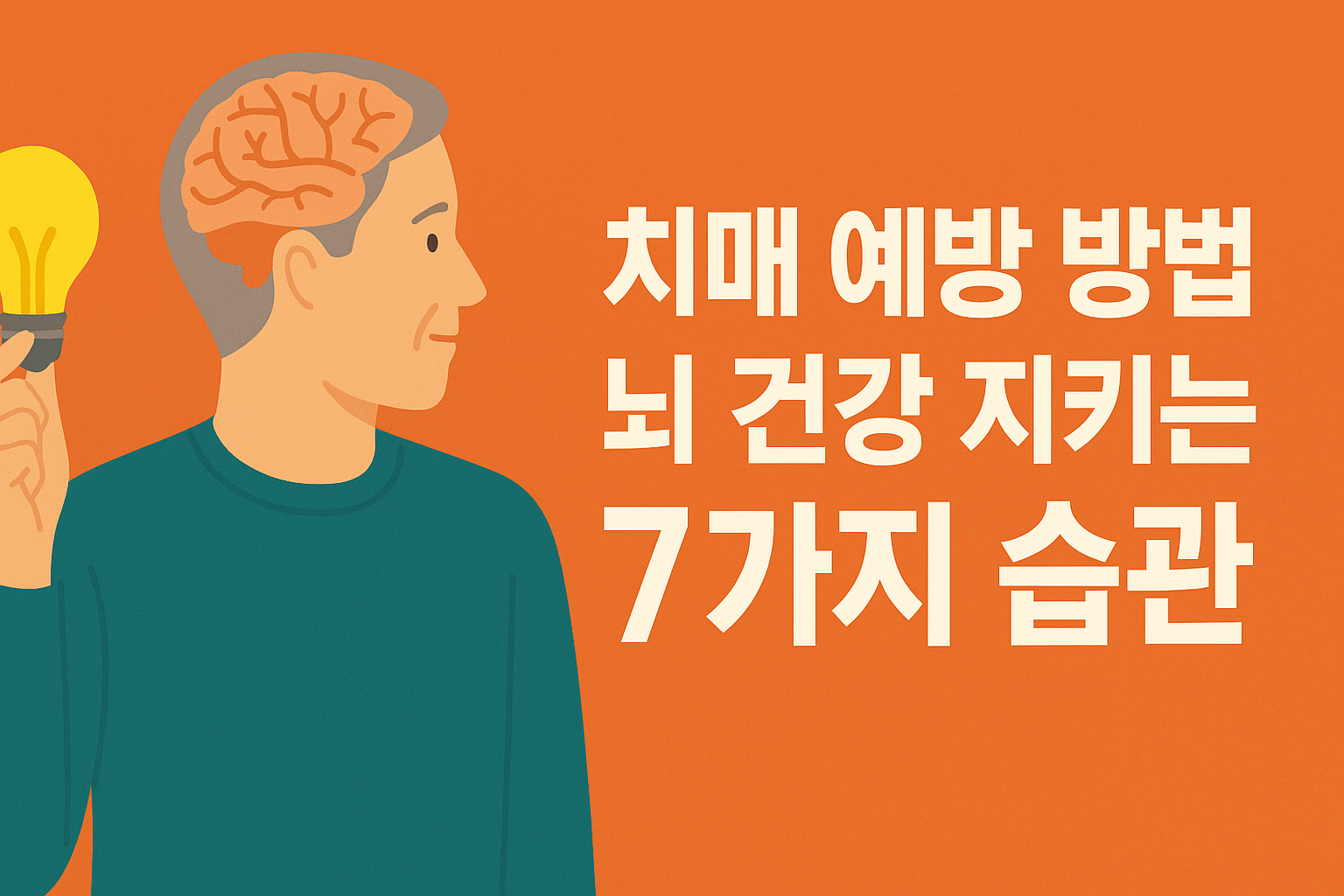 치매 예방 방법, 지금부터 실천하세요! 뇌 건강 지키는 7가지 습관 설명하는 썸네일 이미지