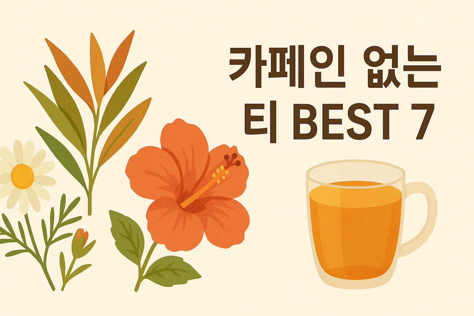 카페인 걱정 없이 즐기는 차, BEST 5 설명하는 썸네일 이미지