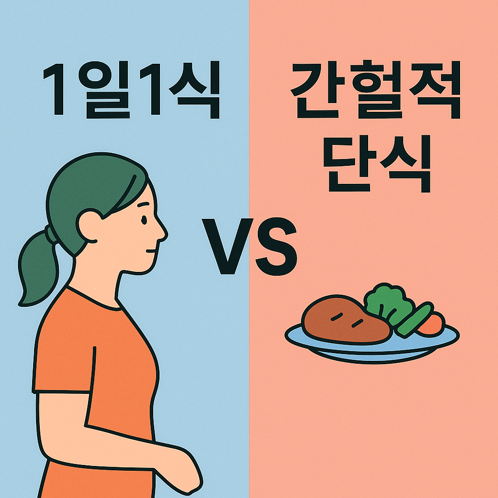 1일1식 VS 간헐적 단식, 뭐가 더 좋을까? 설명하는 썸네일 이미지