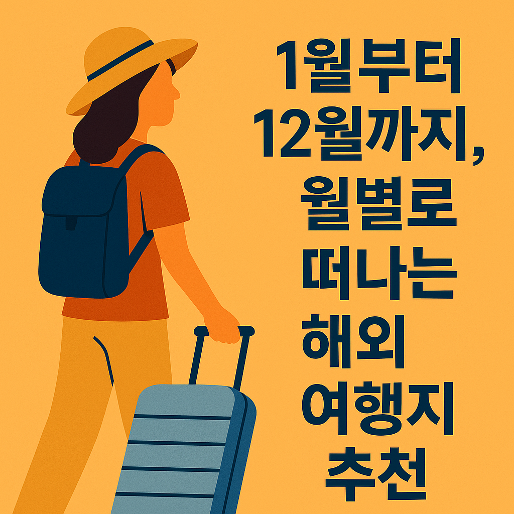 1월부터 12월까지, 월별로 떠나는 해외 여행지 추천 설명하는 썸네일 이미지