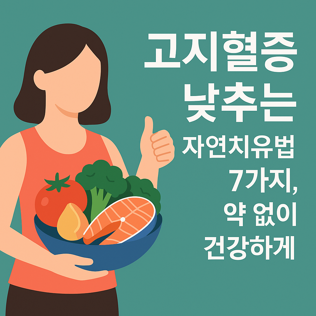고지혈증 낮추는 자연치유법 7가지, 약 없이 건강하게 설명하는 썸네일 이미지