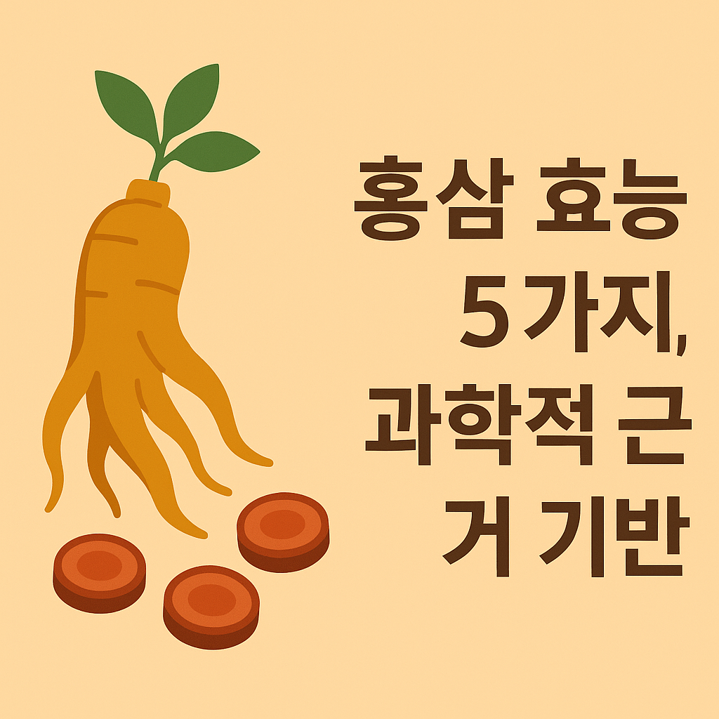 홍삼 효능 5가지, 과학적 근거 기반 설명하는 썸네일 이미지