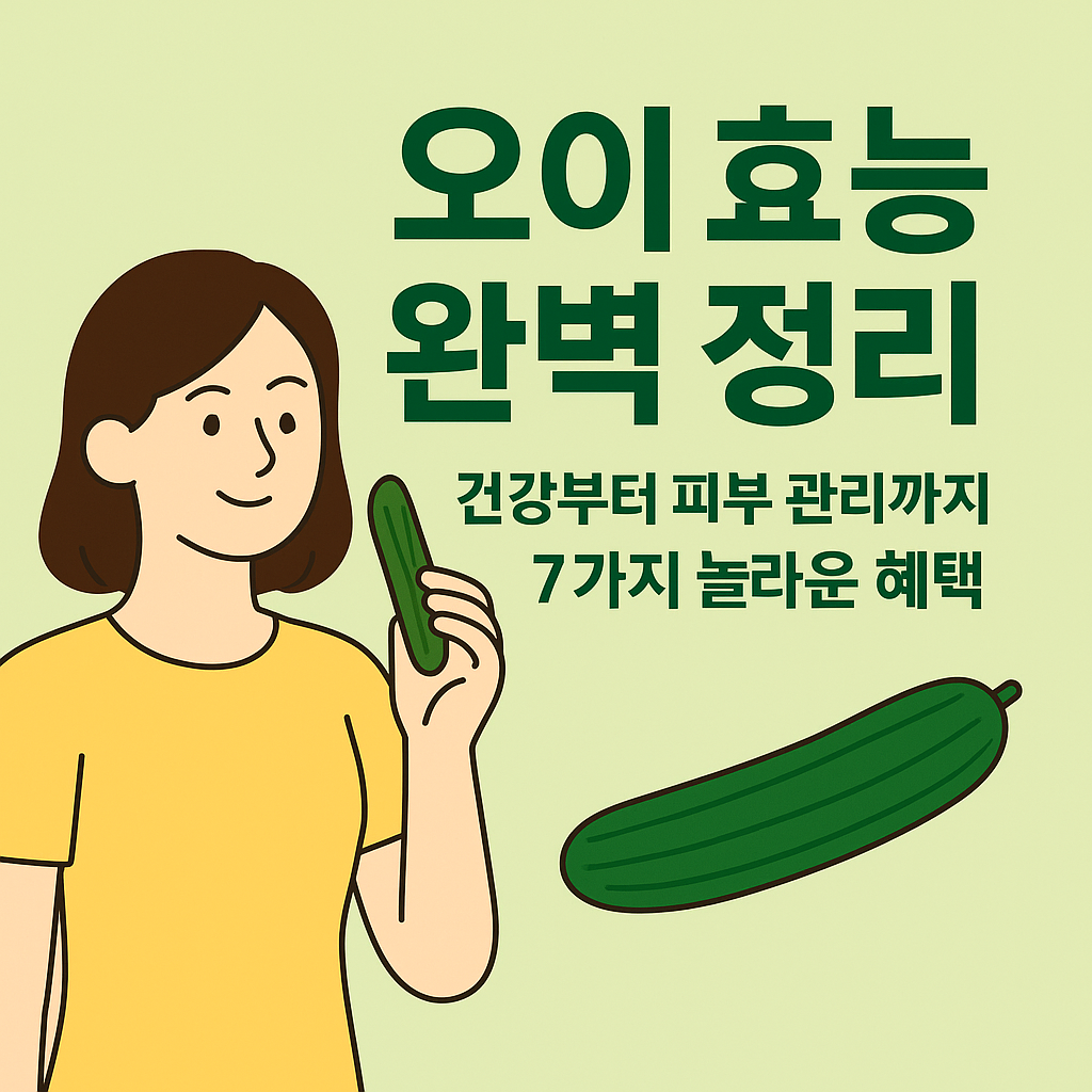 오이 효능 완벽 정리: 건강부터 피부 관리까지 7가지 놀라운 혜택 설명하는 썸네일 이미지
