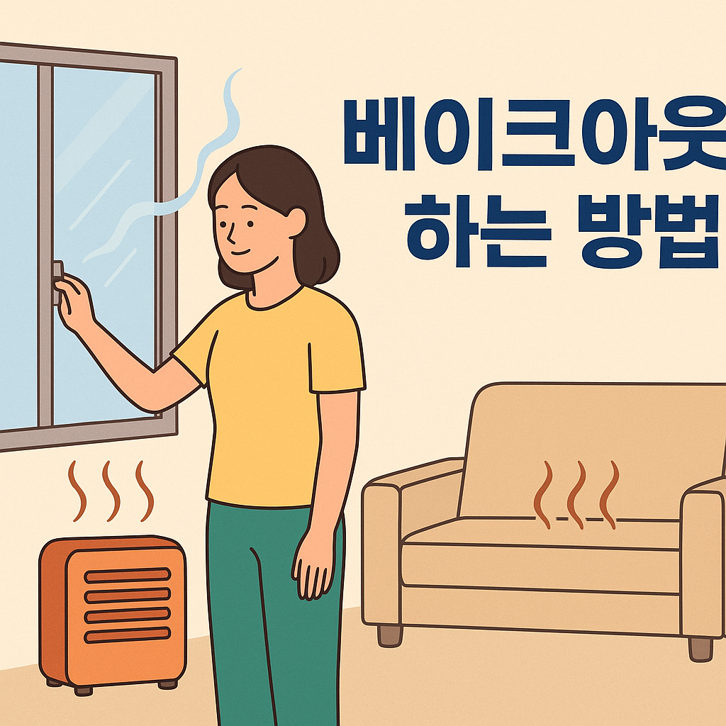 베이크아웃 하는 방법: 새집증후군 예방을 위한 실내 공기 정화법 설명하는 썸네일 이미지
