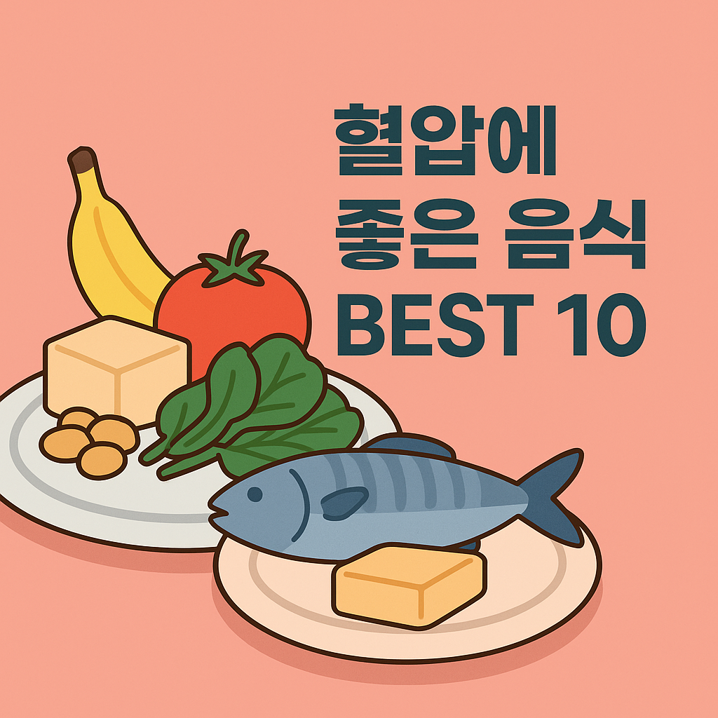 혈압에 좋은 음식 BEST 10, 식단으로 건강 지키기 설명하는 썸네일 이미지