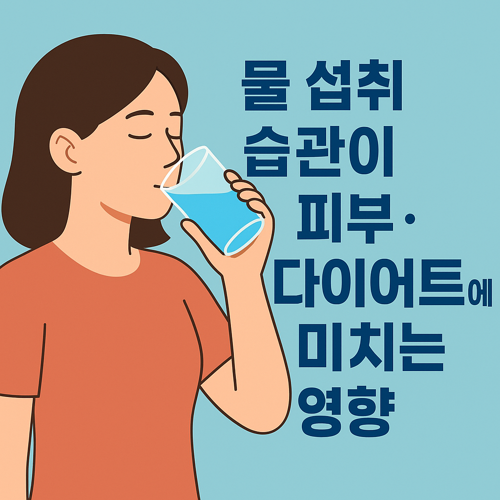 물 섭취 습관이 피부·다이어트에 미치는 영향 설명하는 썸네일 이미지