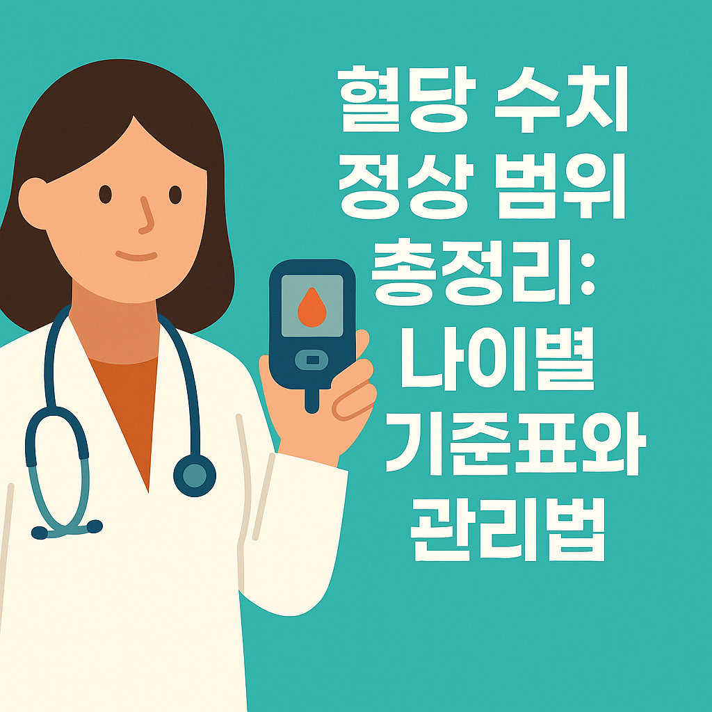 혈당 수치 정상 범위 총정리: 나이별 기준표와 관리법 설명하는 썸네일 이미지