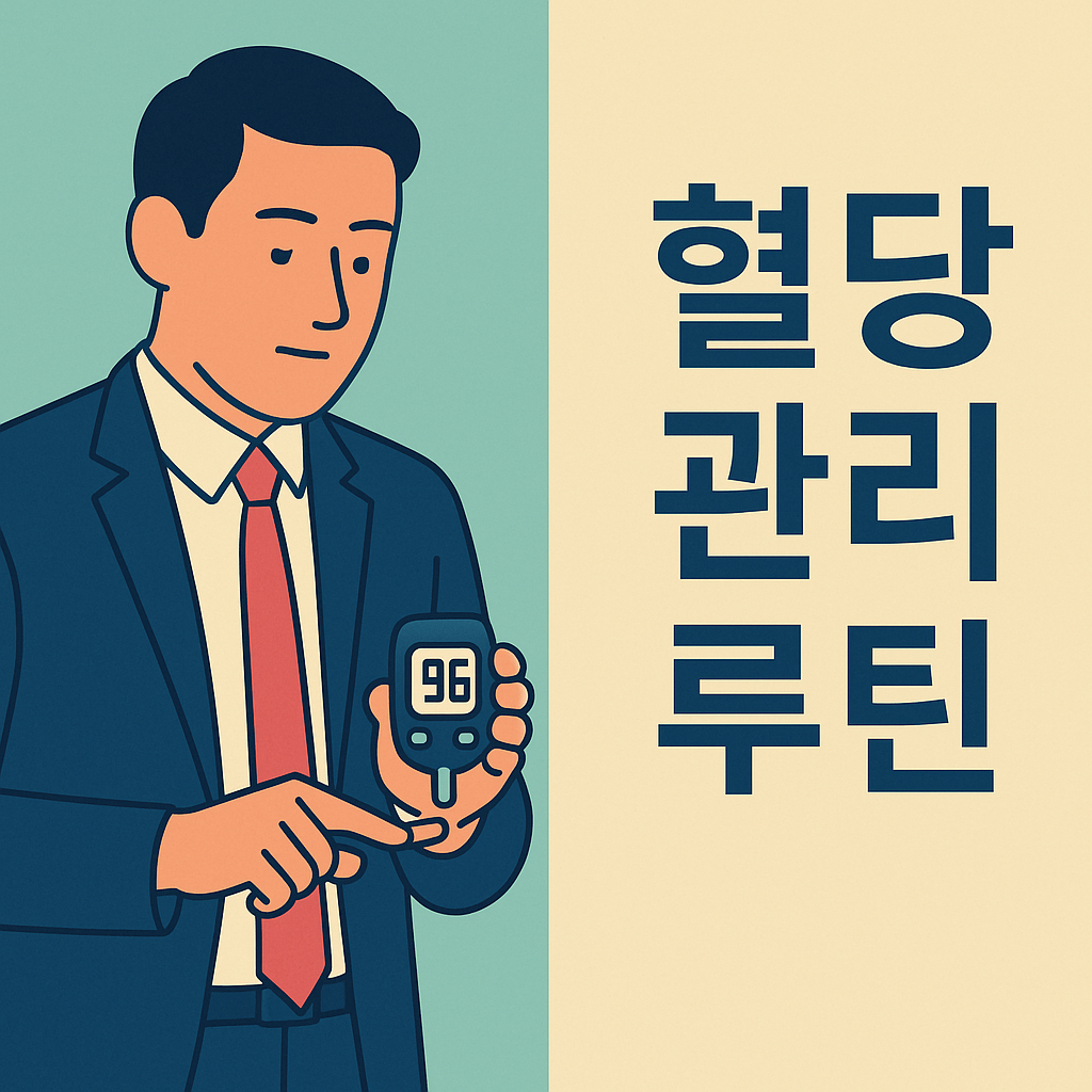 바쁜 직장인을 위한 간단한 혈당 관리 루틴 설명하는 썸네일 이미지