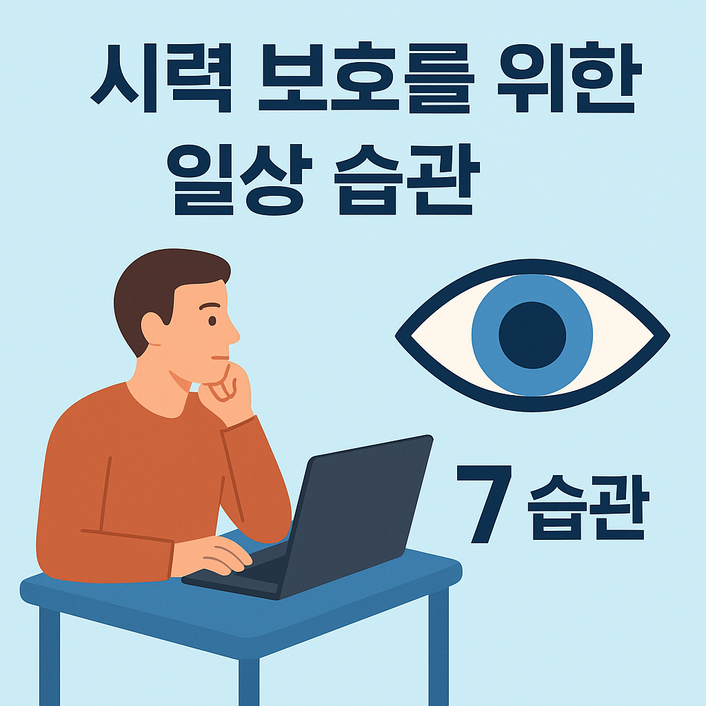 시력 보호를 위한 일상 습관 7가지 설명하는 썸네일 이미지