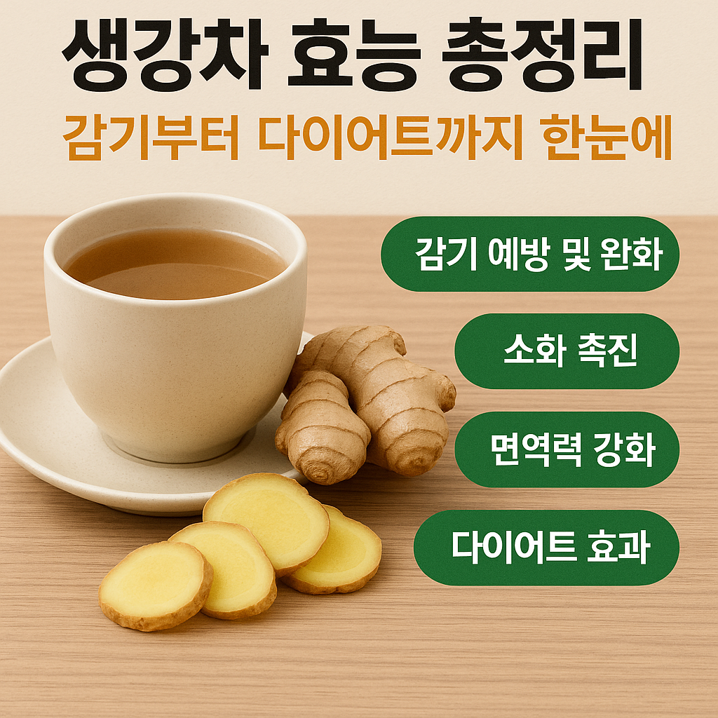 생강차 효능 총정리! 감기부터 다이어트까지 한눈에 설명하는 썸네일 이미지
