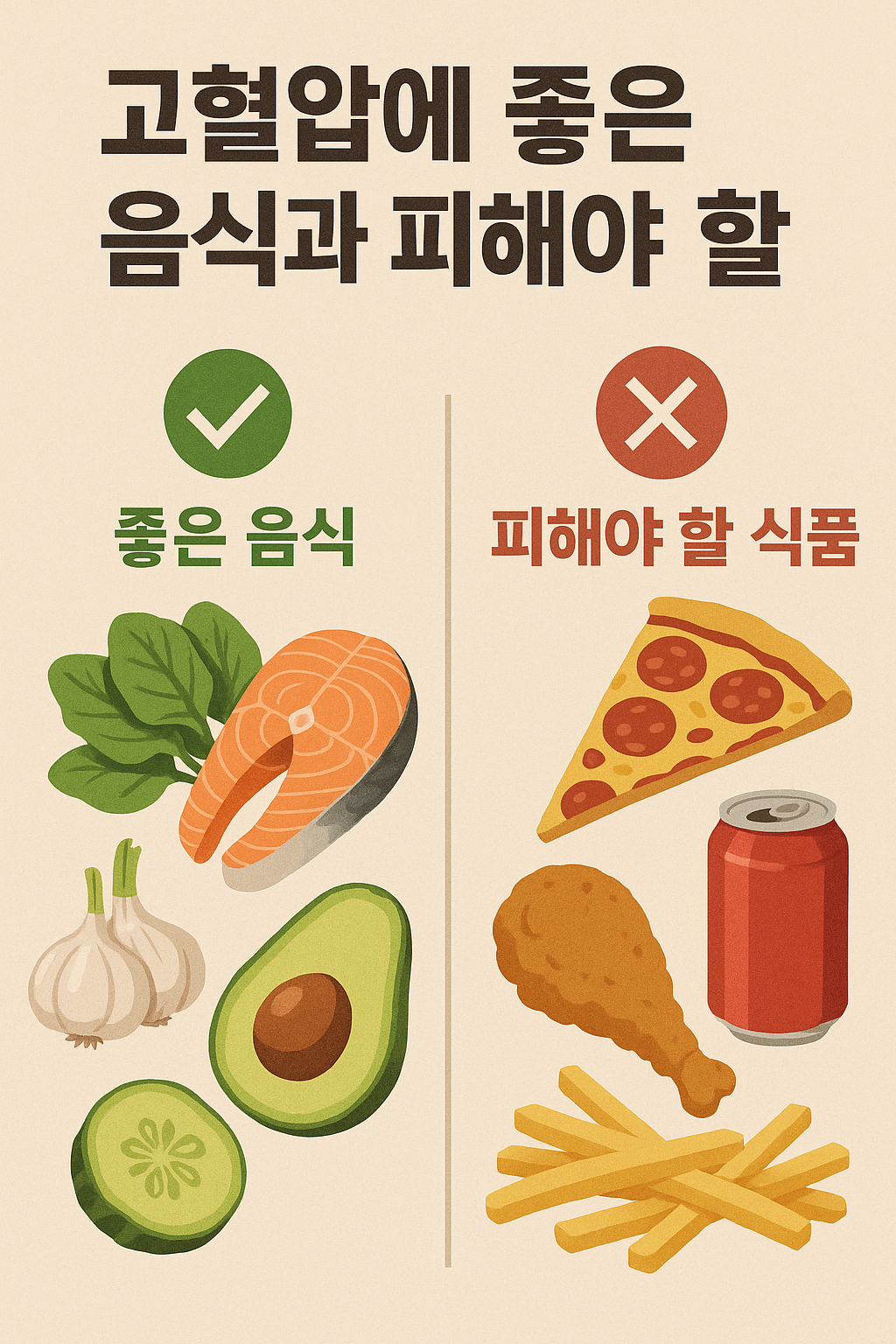 고혈압에 좋은 음식과 피해야 할 식품 설명하는 썸네일 이미지