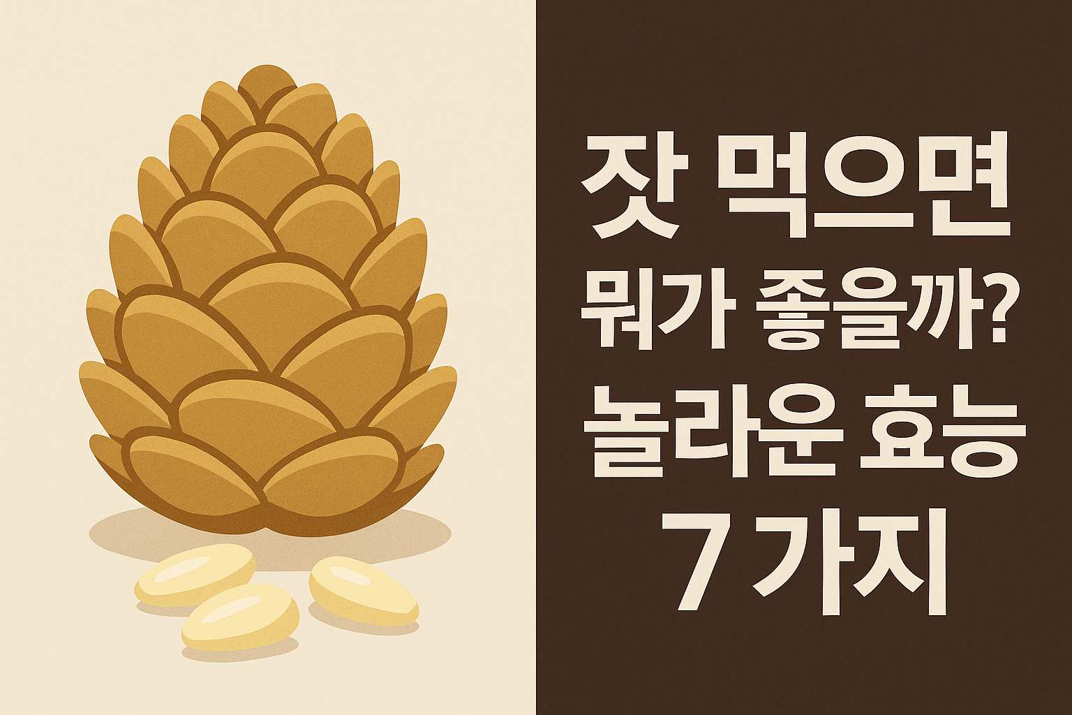 잣 먹으면 뭐가 좋을까? 놀라운 효능 7가지 설명하는 썸네일 이미지