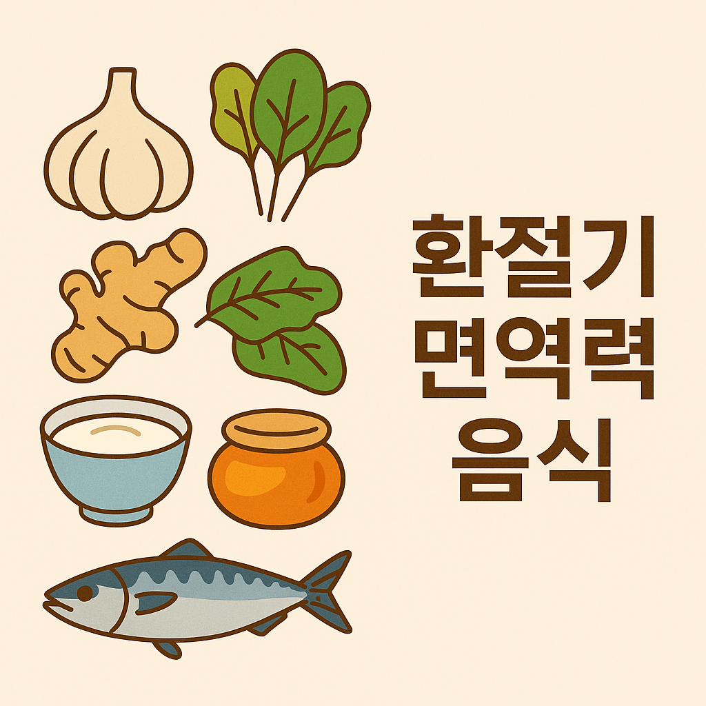 환절기 면역력 높이는 음식 BEST 7 설명하는 썸네일 이미지