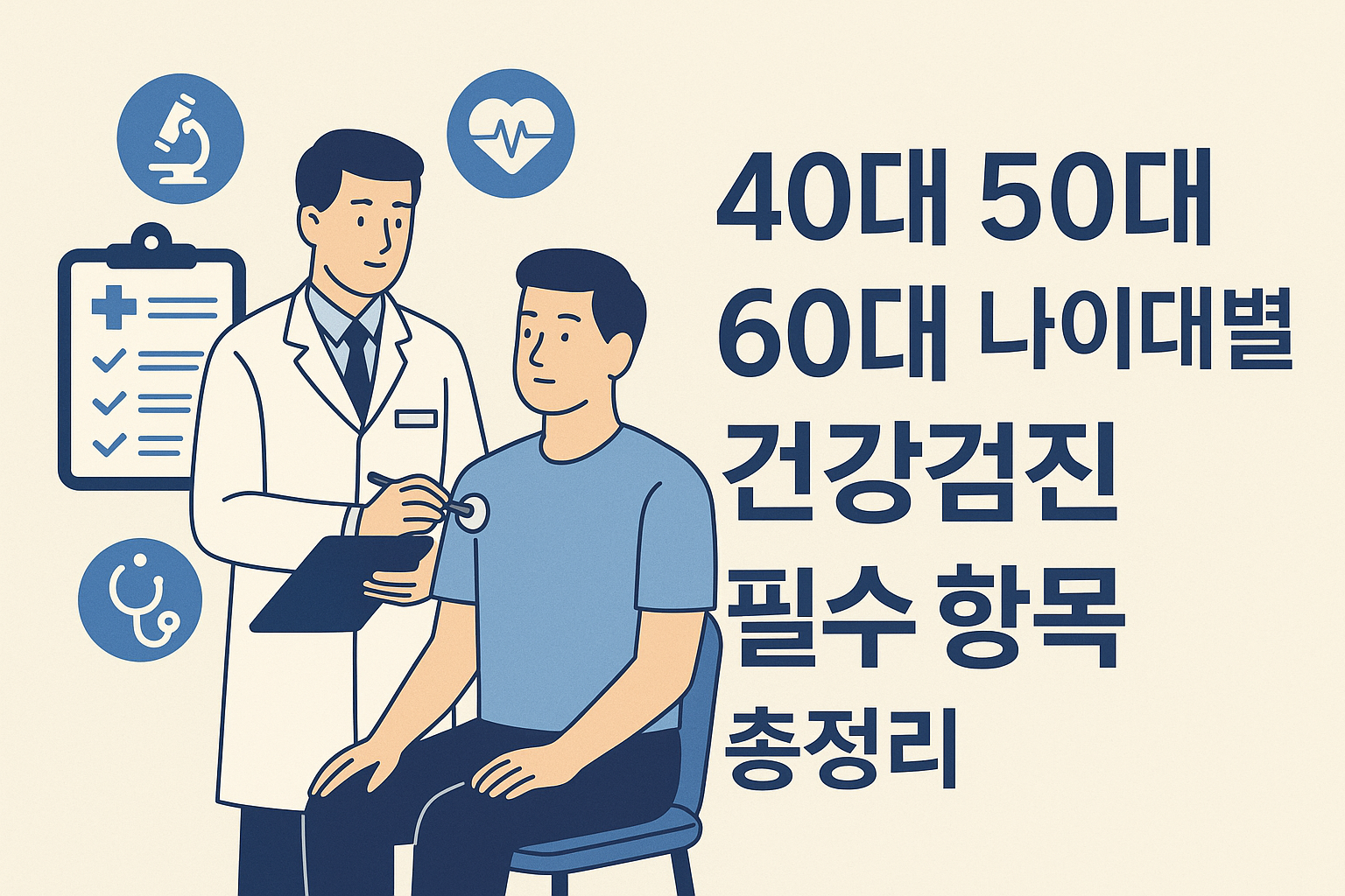 40대 50대 60대 나이대별 건강검진 필수 항목 총정리 설명하는 썸네일 이미지
