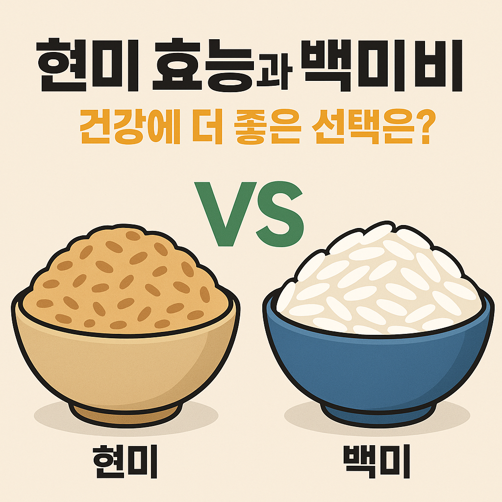 현미 효능과 백미 비교, 건강에 더 좋은 선택은? 설명하는 썸네일 이미지