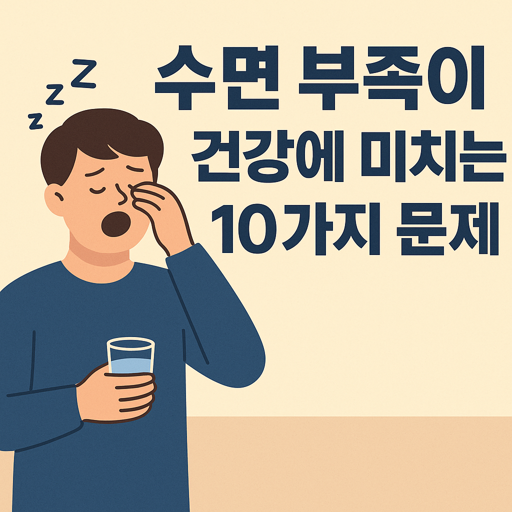 수면 부족이 건강에 미치는 10가지 문제 설명하는 썸네일 이미지