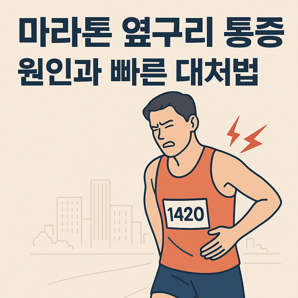 마라톤 옆구리 통증 원인과 빠른 대처법 설명하는 썸네일 이미지