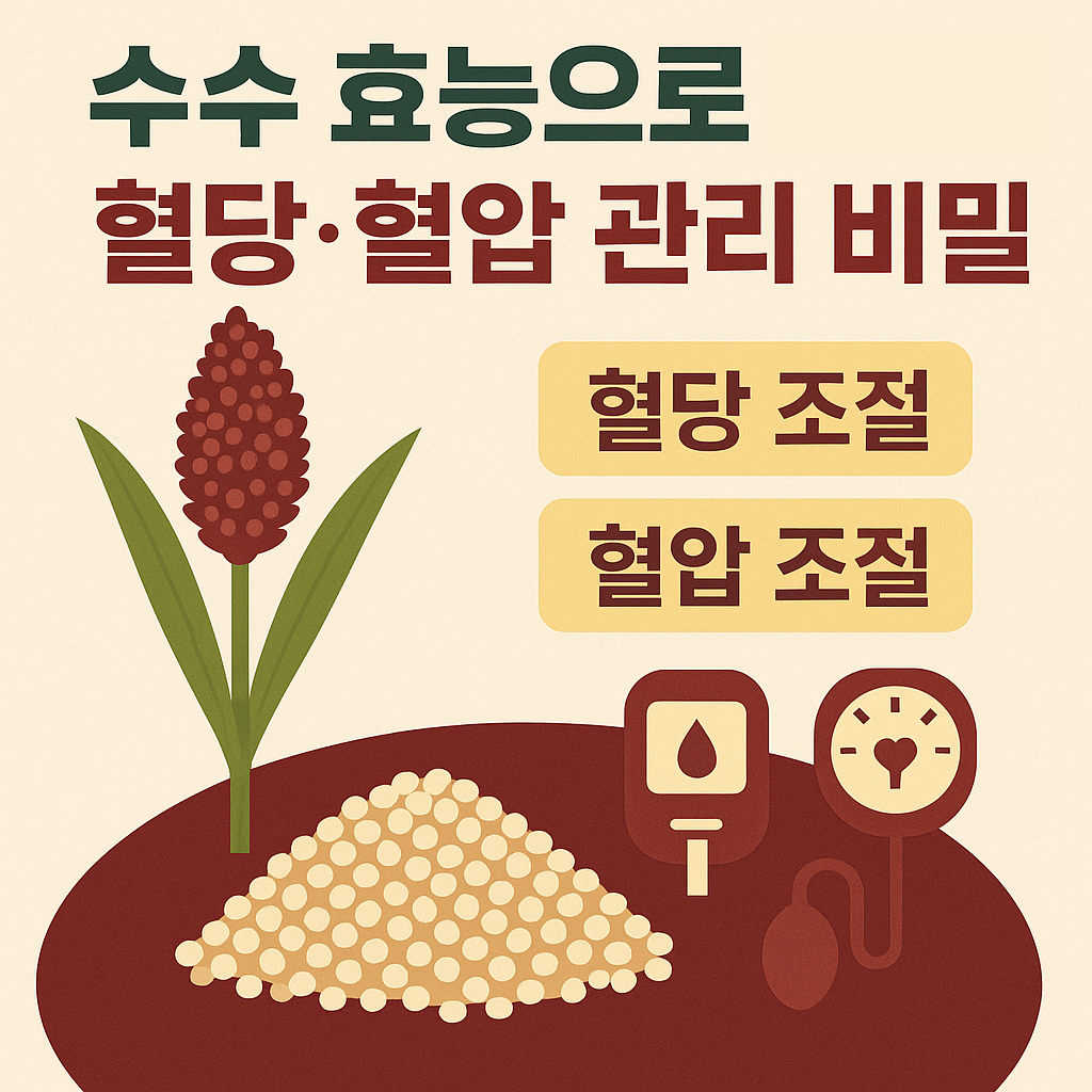 수수 효능으로 챙기는 혈당·혈압 관리 비밀 설명하는 썸네일 이미지