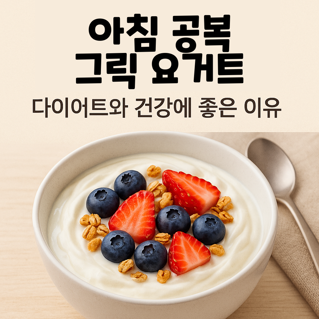 아침 공복 그릭 요거트, 다이어트와 건강에 좋은 이유 설명하는 썸네일 이미지