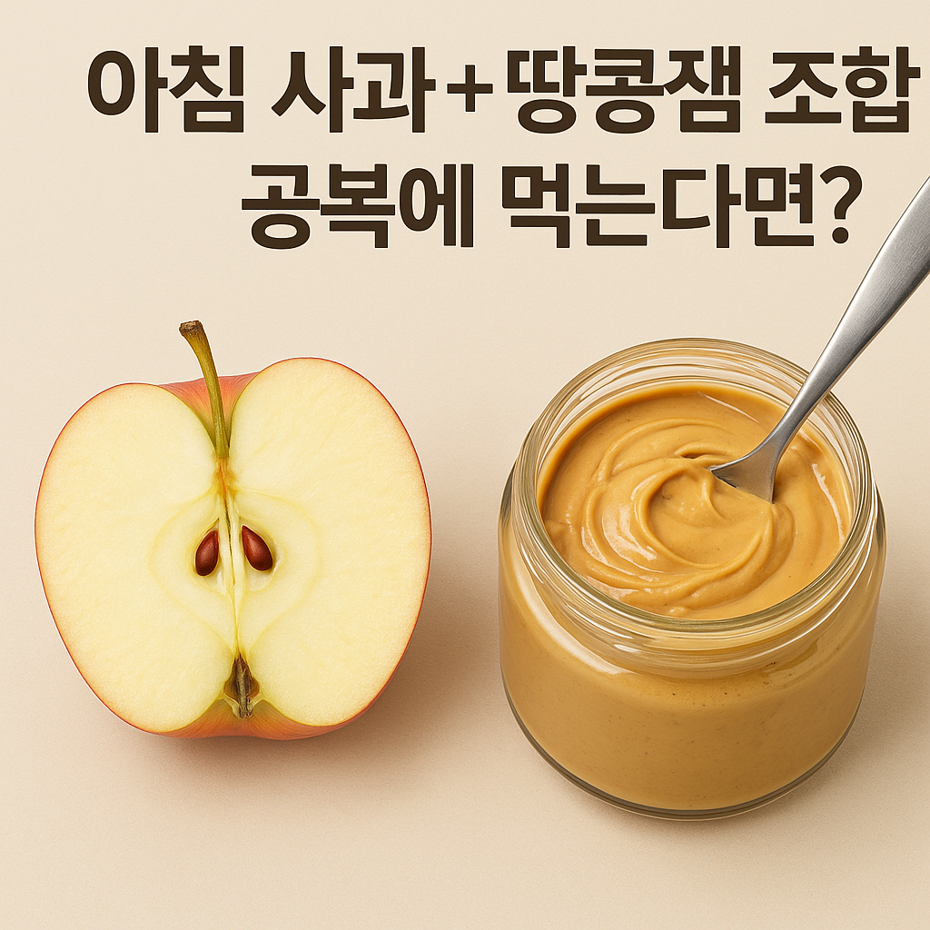 아침 사과 + 땅콩잼 조합, 공복에 먹는다면? 설명하는 썸네일 이미지