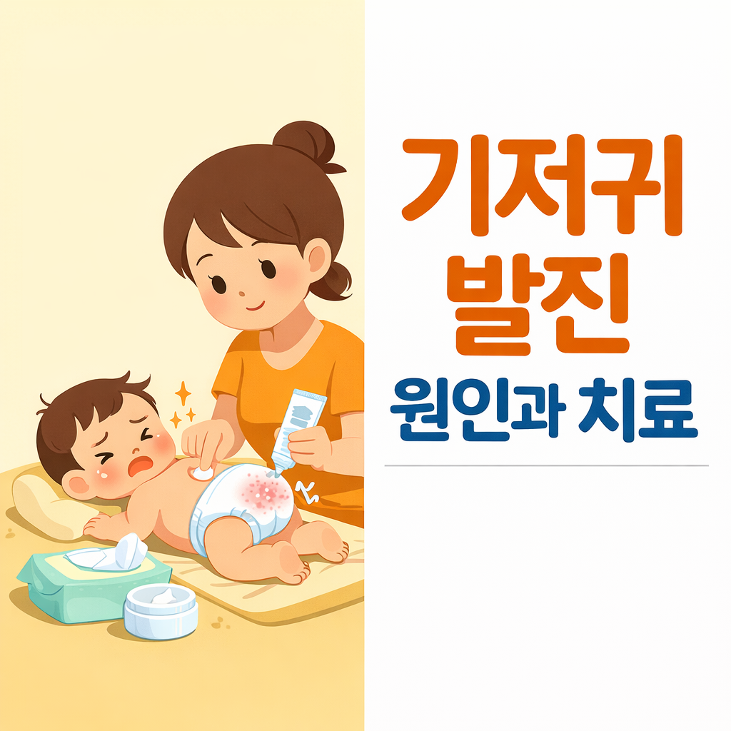 기저귀 발진 원인과 치료, 아기 엉덩이 빨개졌을 때 대처법 설명하는 썸네일 이미지