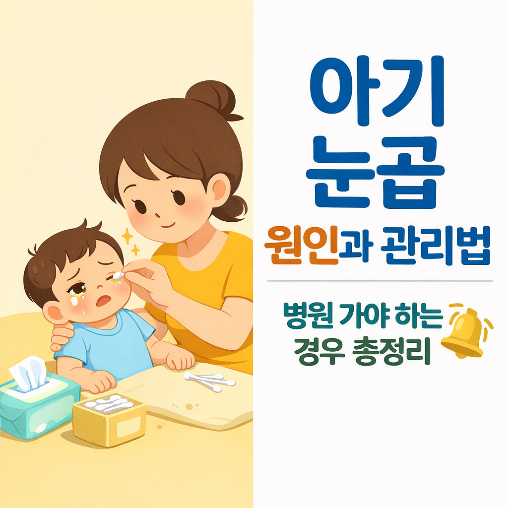 아기 눈곱 원인과 관리법, 병원 가야 하는 경우 총정리 설명하는 썸네일 이미지