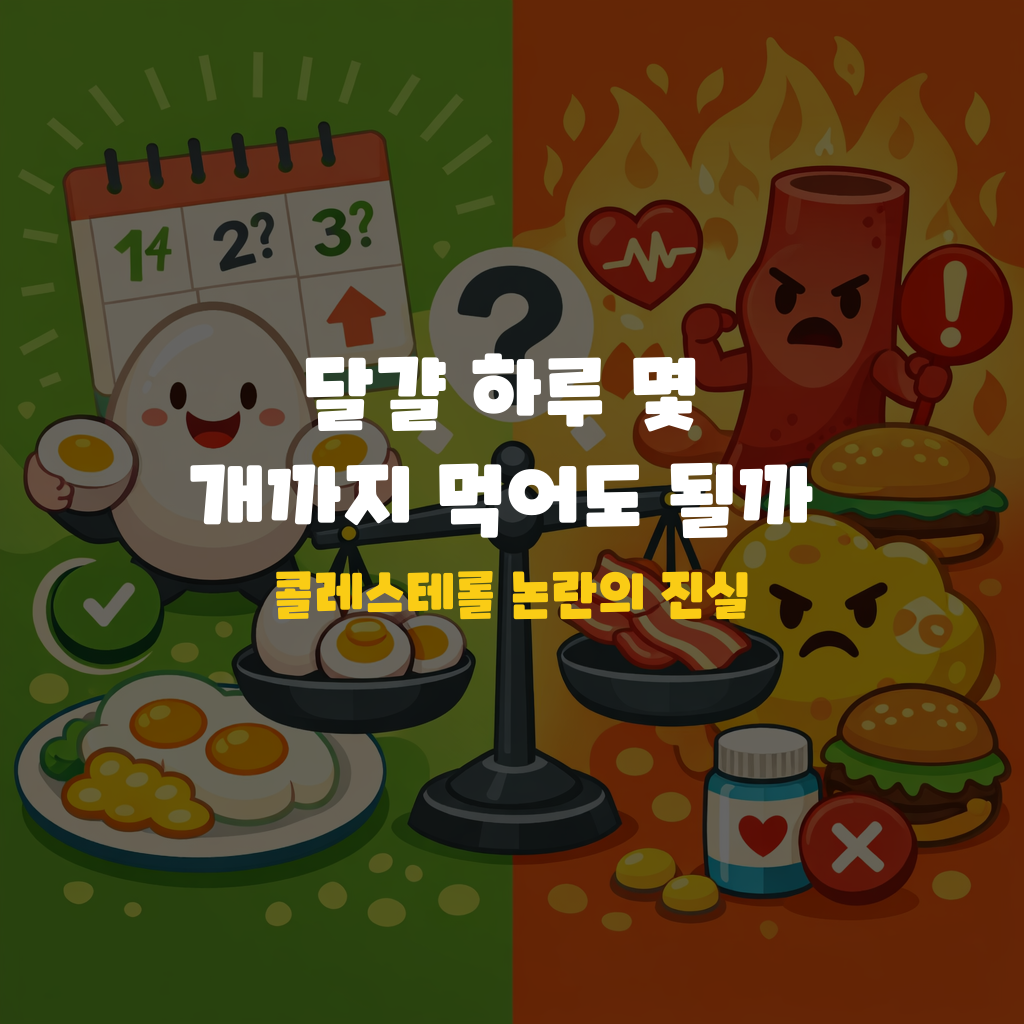 달걀 하루 몇 개까지 먹어도 될까? 콜레스테롤 논란의 진실 설명하는 썸네일 이미지
