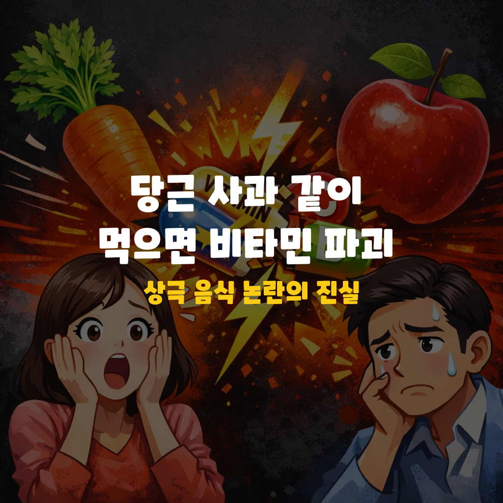 당근 사과 같이 먹으면 비타민 파괴? 상극 음식 논란의 진실 설명하는 썸네일 이미지