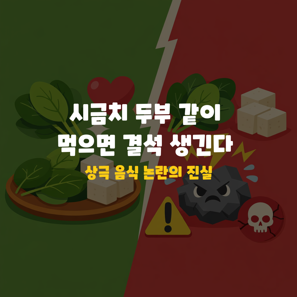 시금치 두부 같이 먹으면 결석 생긴다? 상극 음식 논란의 진실 설명하는 썸네일 이미지