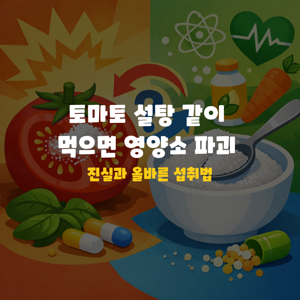 토마토 설탕 같이 먹으면 영양소 파괴? 진실과 올바른 섭취법 설명하는 썸네일 이미지
