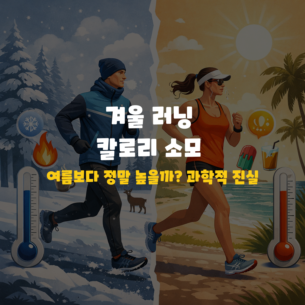 겨울 러닝 칼로리 소모, 여름보다 정말 높을까? 과학적 진실 설명하는 썸네일 이미지