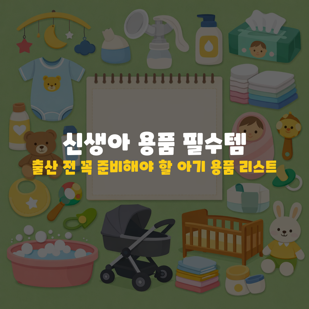 신생아 용품 필수템, 출산 전 꼭 준비해야 할 아기 용품 리스트 설명하는 썸네일 이미지