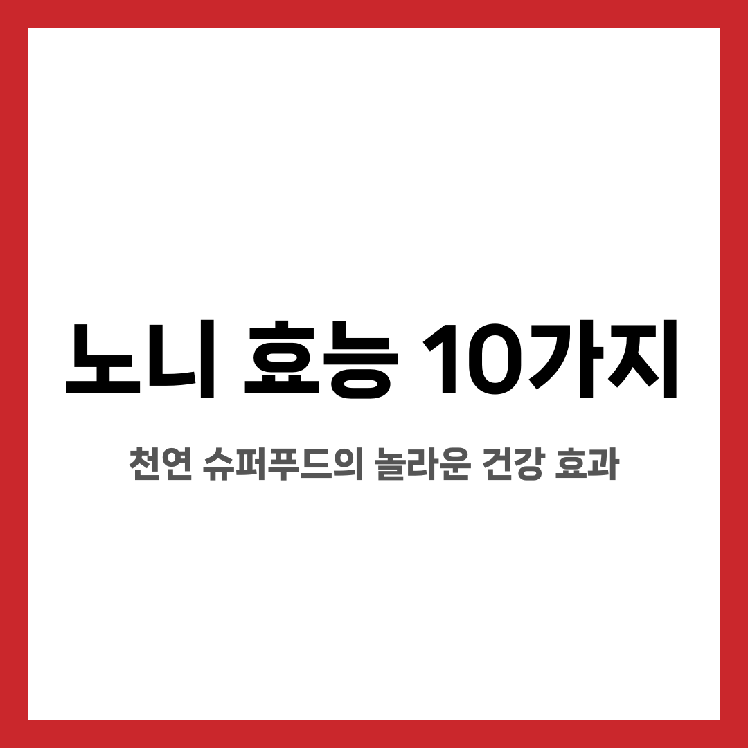노니 효능 10가지, 천연 슈퍼푸드의 놀라운 건강 효과 설명하는 썸네일 이미지