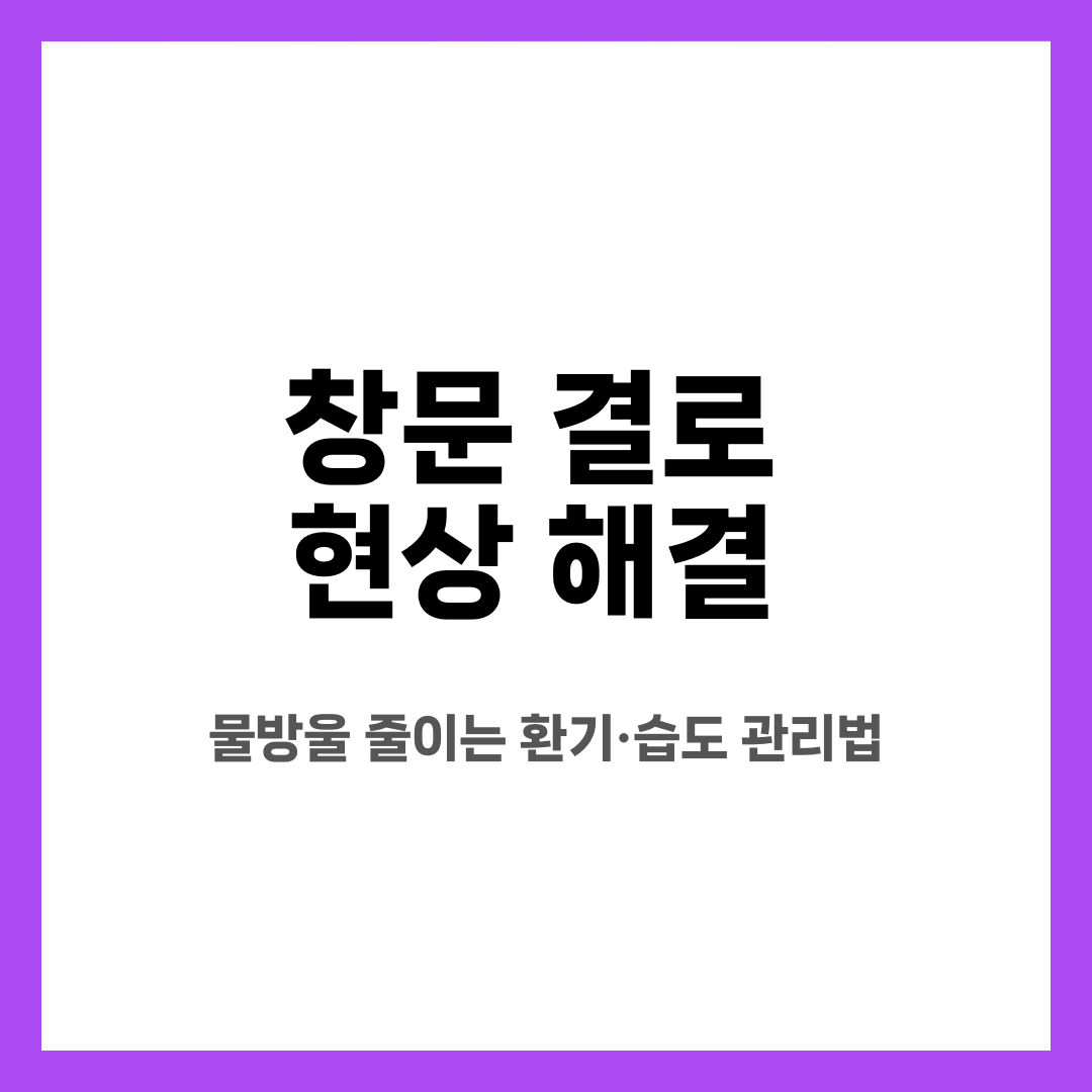 창문 결로 현상 해결, 물방울 줄이는 환기·습도 관리법 설명하는 썸네일 이미지
