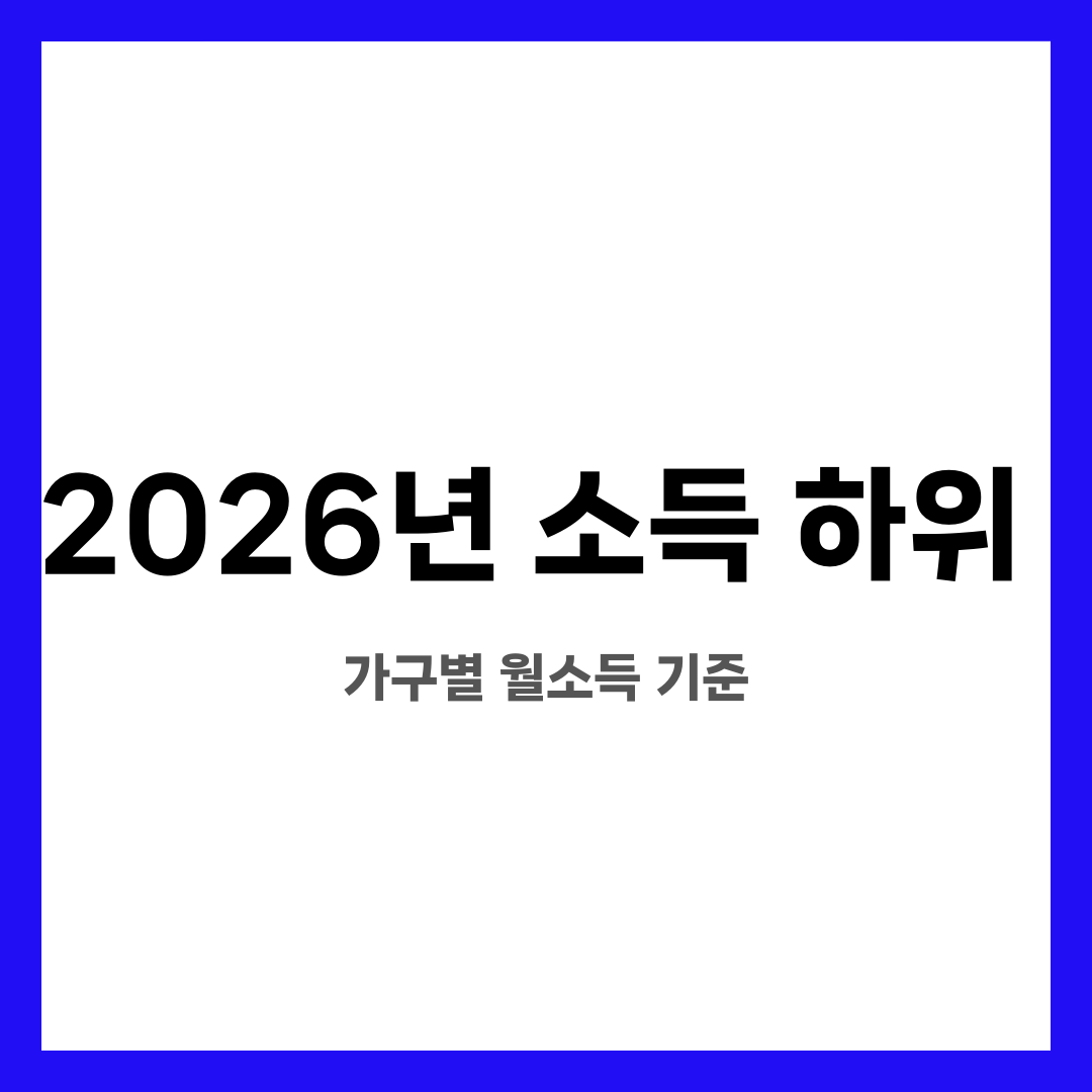 2026년 소득 하위 110% 기준 소득표 총정리, 가구별 월소득 기준 설명하는 썸네일 이미지