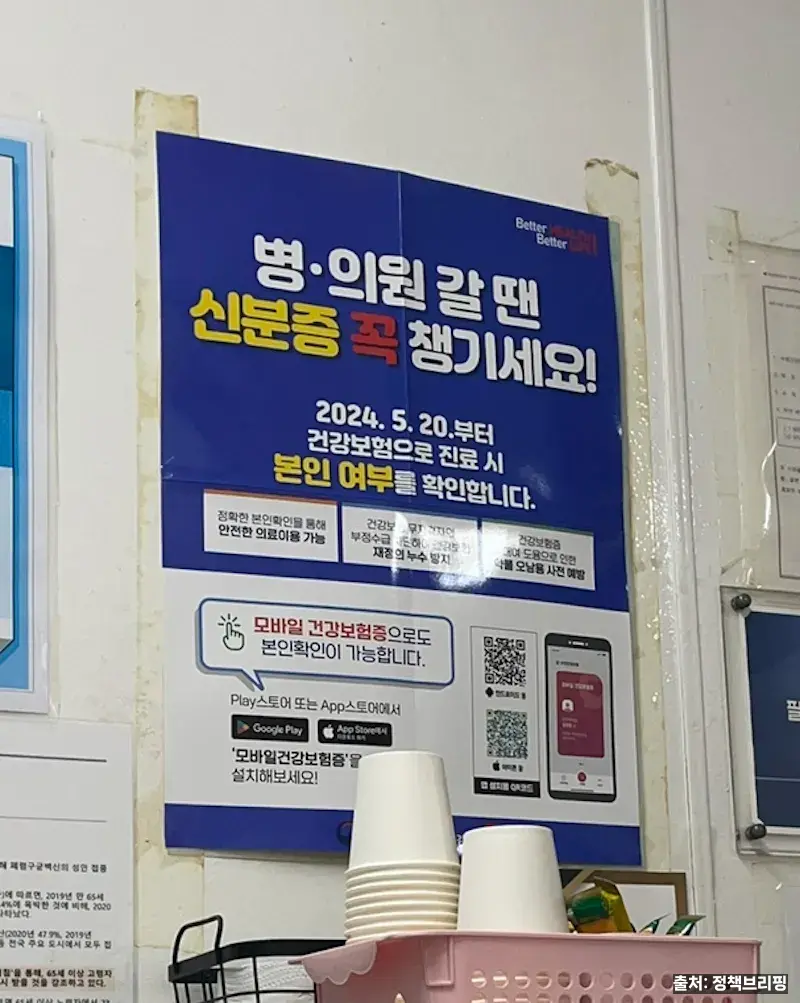 모바일 건강보험증으로 병원 접수 간편하게! 발급 방법과 활용 팁 2 병·의원 본인확인 의무화 안내 포스터