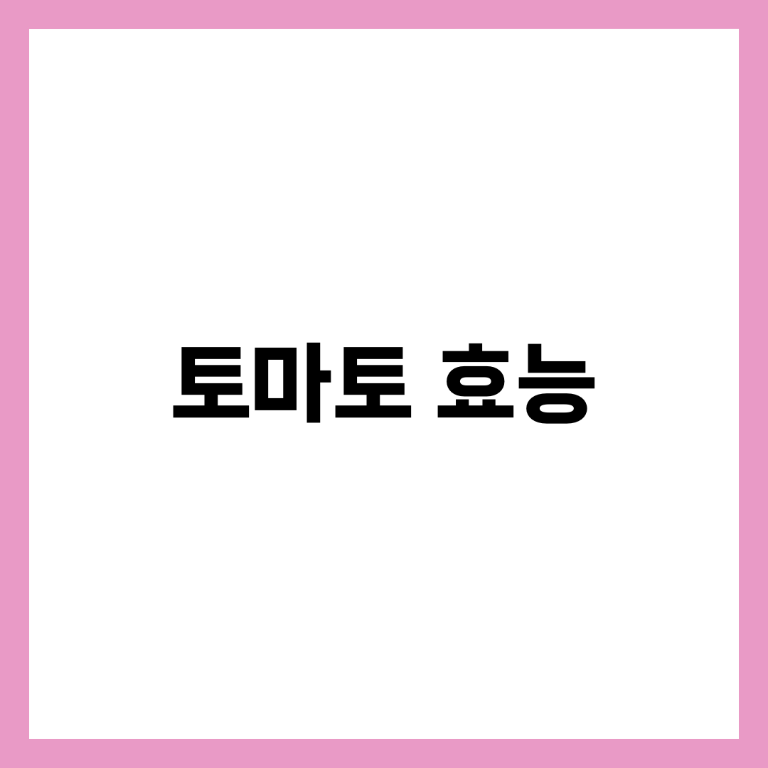 토마토 효능 총정리: 노화 방지에 탁월한 이유 5가지 5