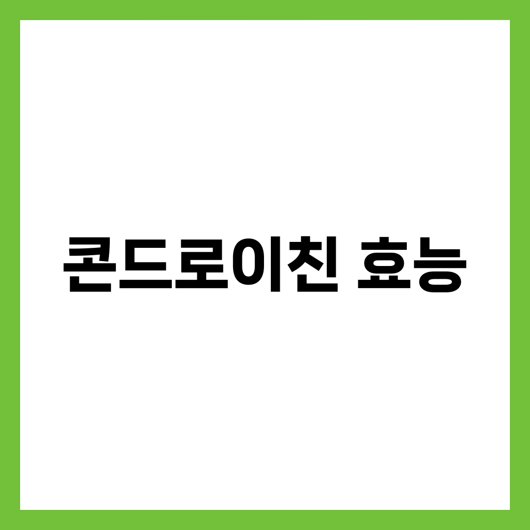 콘드로이친 효능 총정리: 관절 건강에 꼭 필요한 이유 2