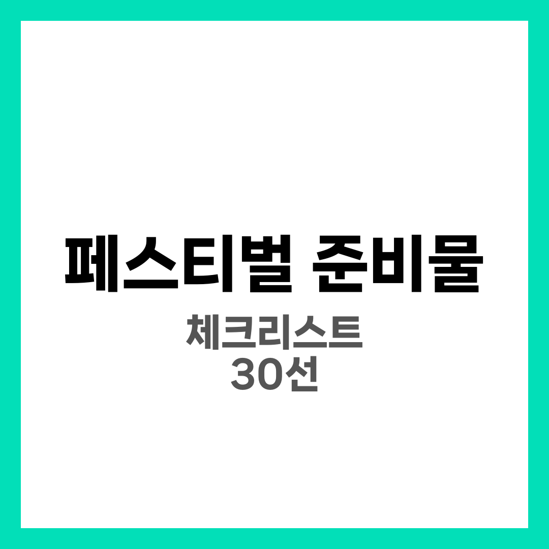 2025 페스티벌 준비물 체크리스트 총정리 1