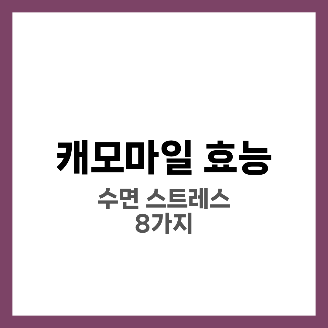 캐모마일 효능 8가지와 부작용·우리는 법, 수면·스트레스 완화 완벽 가이드 1