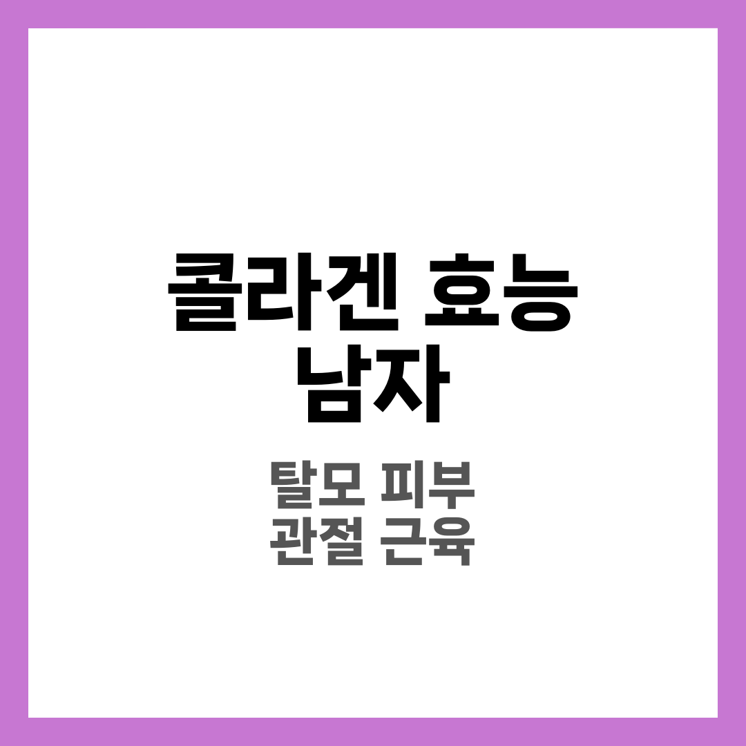 콜라겐 효능 남자 7가지, 탈모·피부·관절·근육 회복 완전정리 3