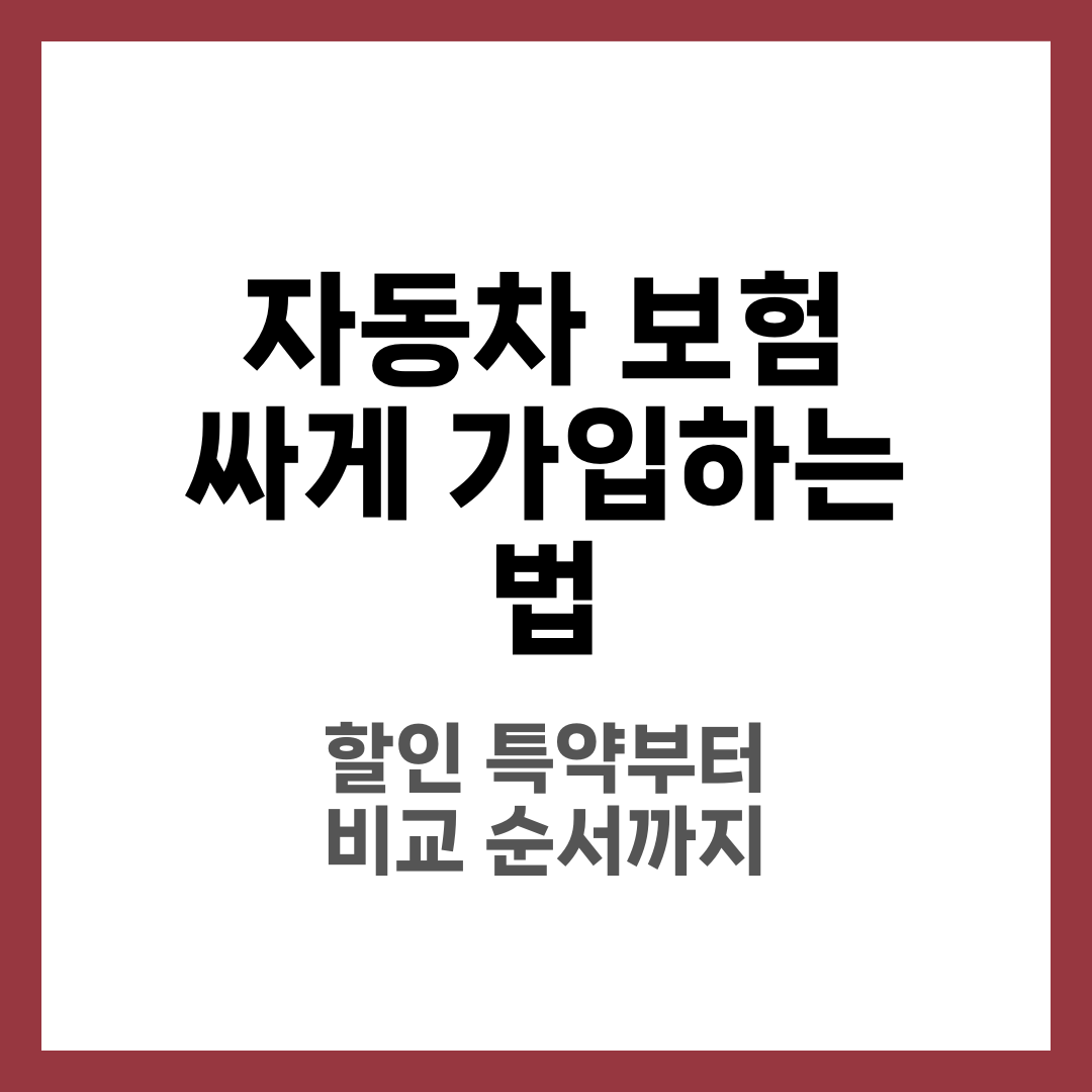 자동차 보험 싸게 가입하는 법, 할인 특약부터 비교하는 순서 2