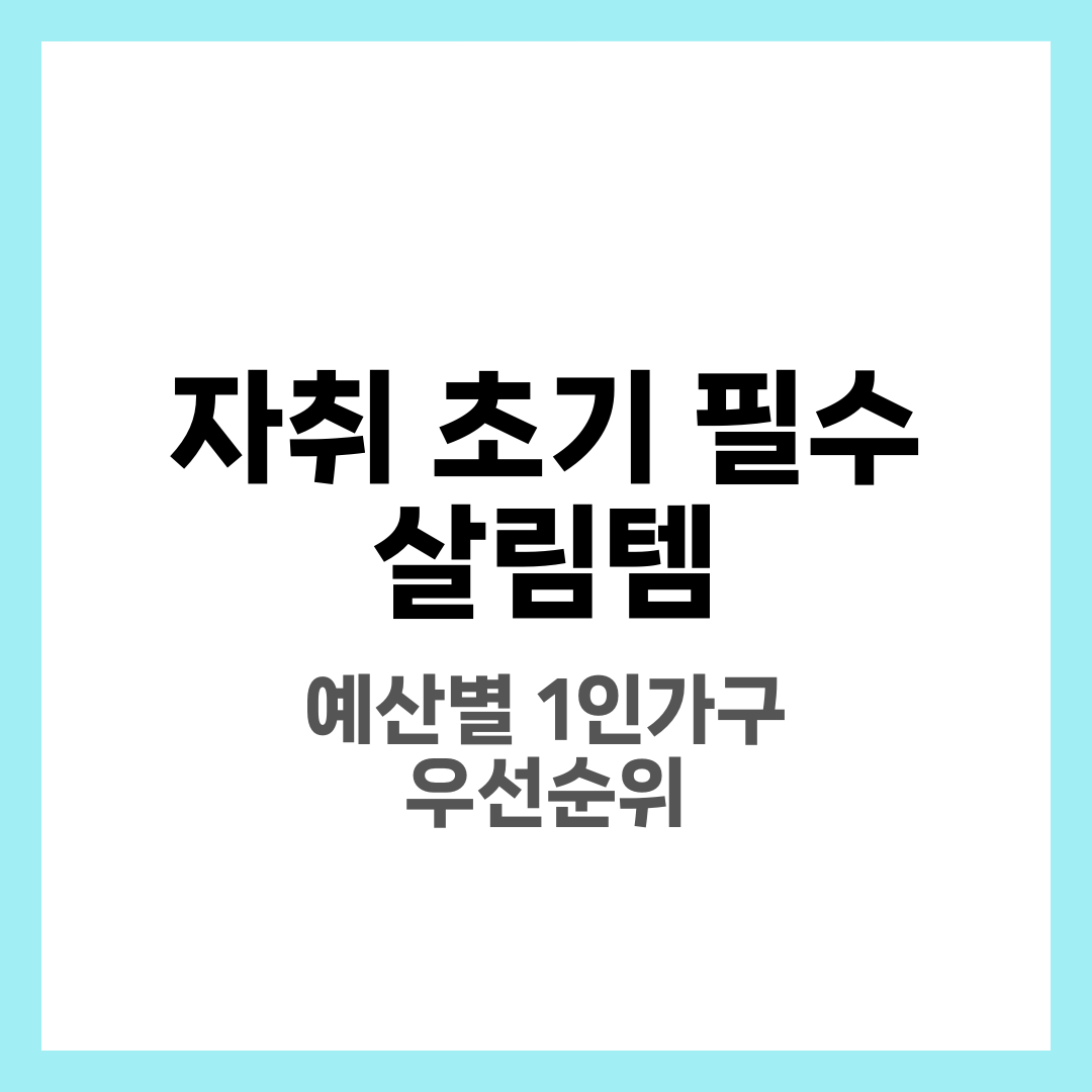 자취 초기 필수 살림템 리스트, 이것만 있으면 된다 1