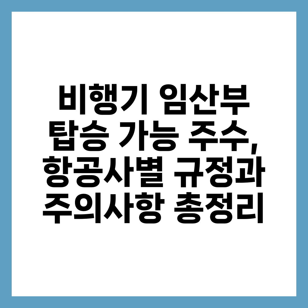 비행기 임산부 탑승 가능 주수, 항공사별 규정과 주의사항 총정리 1