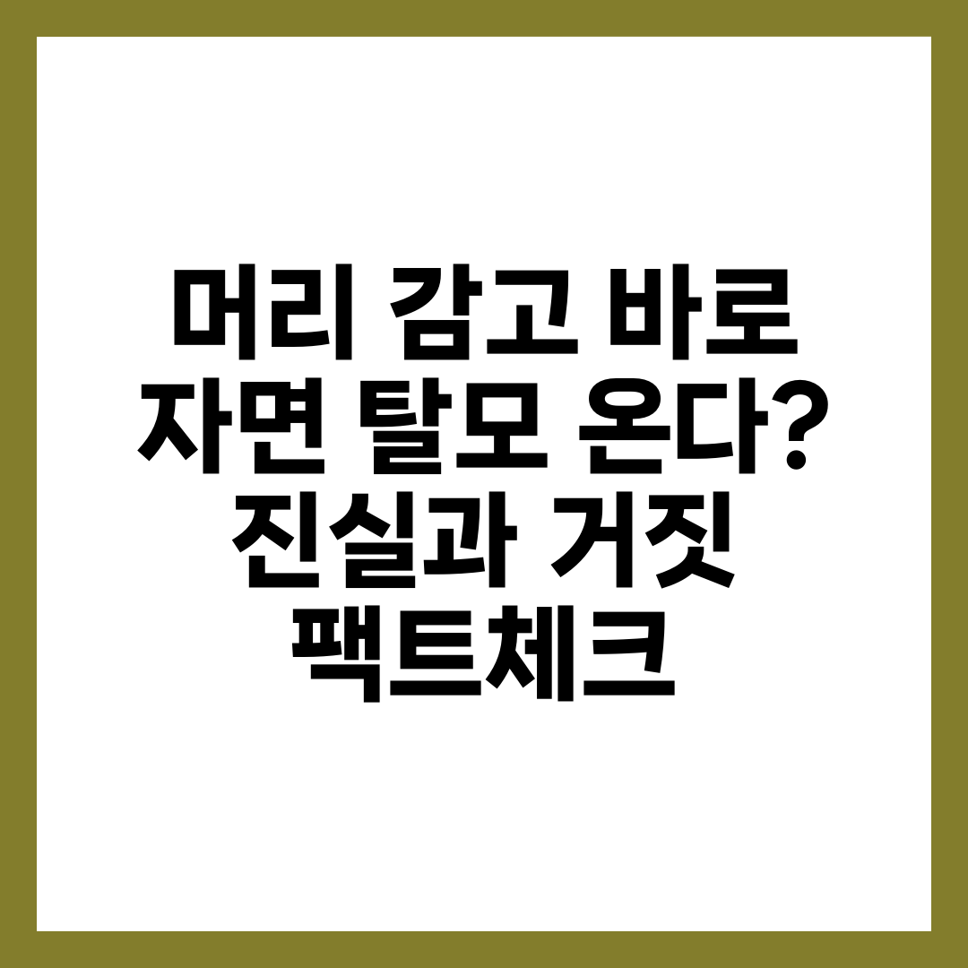 머리 감고 바로 자면 탈모 온다? 진실과 거짓 팩트체크 2