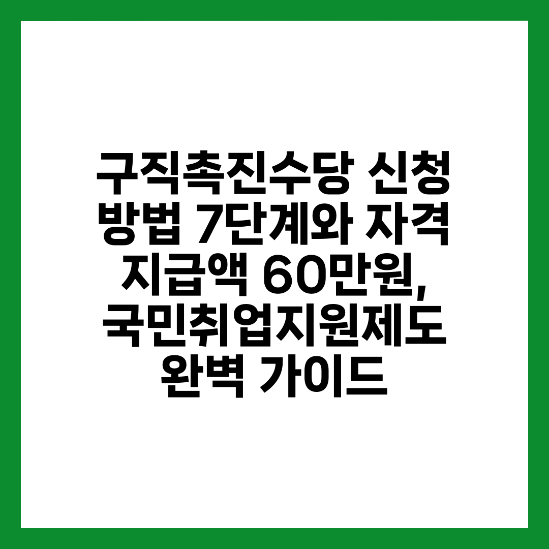 구직촉진수당 신청 방법 7단계와 자격·지급액 60만원, 국민취업지원제도 완벽 가이드 9