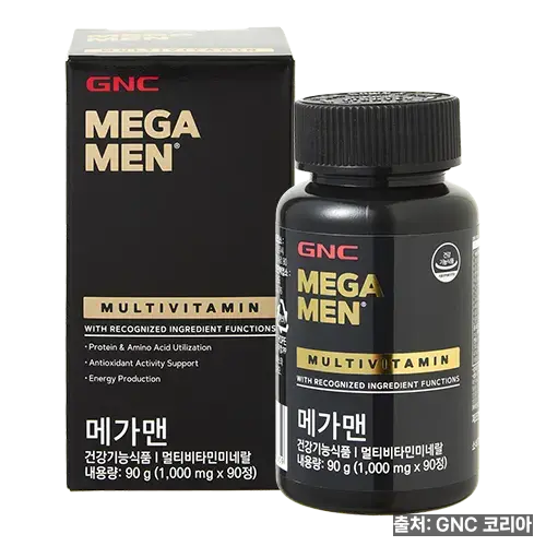 GNC 메가맨 멀티비타민 미네랄 90정 병과 패키지